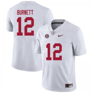 NCAA Men's Alabama Crimson Tide #12 Logan Burnett Stitched College 2020 Nike Authentic White Football Jersey WL17P87UA